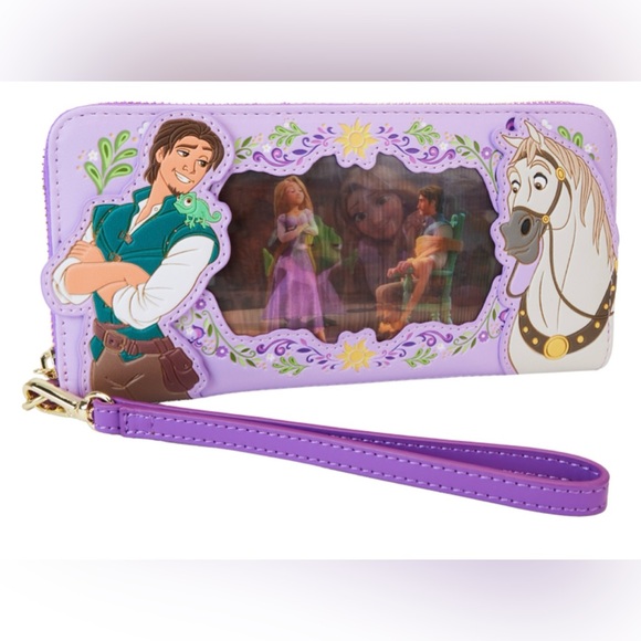 NWT Loungefly Disney’s Tangled Lenticular zip around wristlet - Picture 3 of 13